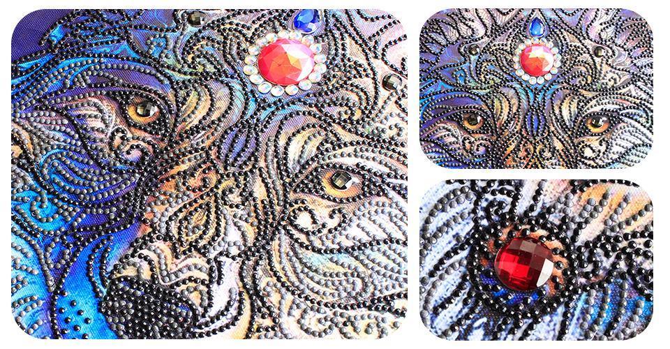 Wolf mit Stein - Spezial Diamond Painting - Diamond Painting