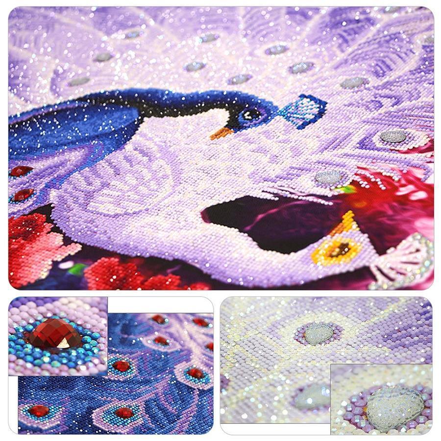 Pfau-Paar-Diamant-Gemälde in Sonderform - Diamond Painting