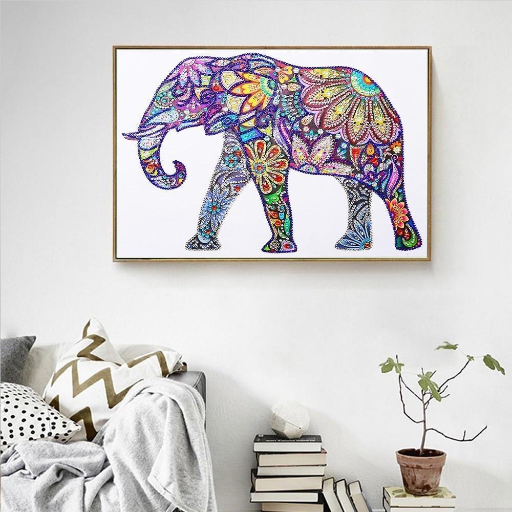 Künstlerisch floraler Elefant Spezial Diamond Painting - Diamond Painting