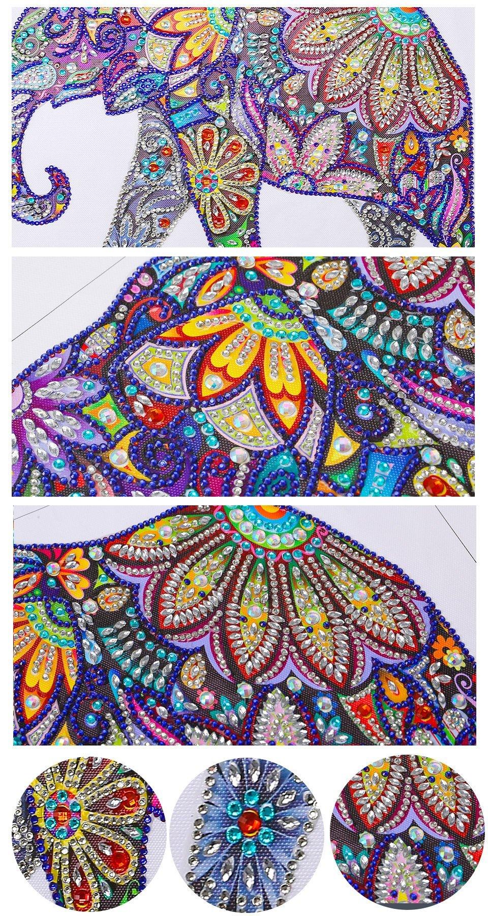 Künstlerisch floraler Elefant Spezial Diamond Painting - Diamond Painting
