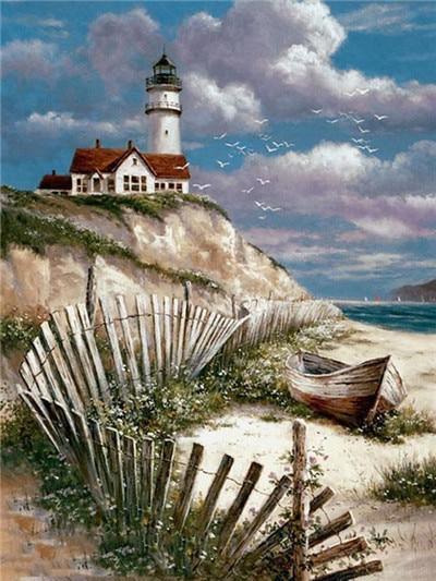 Strand Leuchtturm DIY Diamond Painting - Diamond Painting
