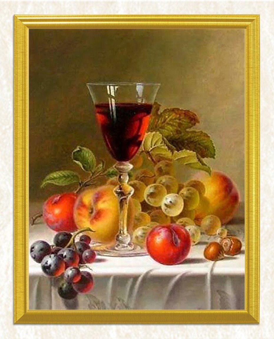 Weinglas mit einigen Früchten DIY Diamond Painting - Diamond Painting
