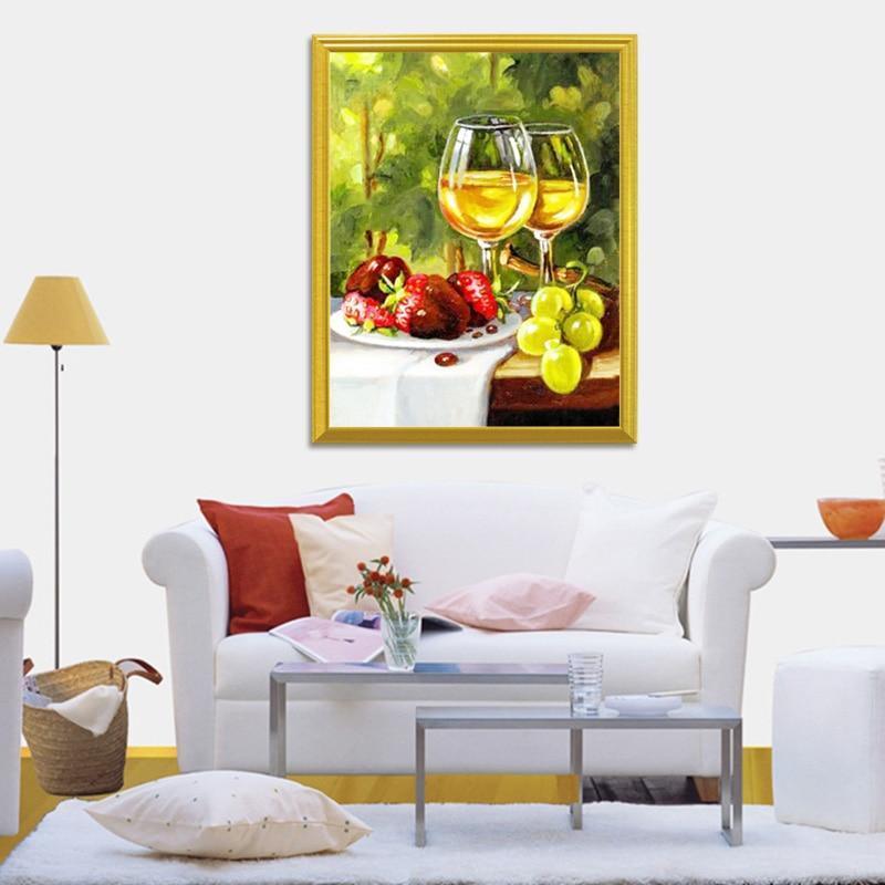 Obstteller & Gläser Wein DIY Malerei - Diamond Painting