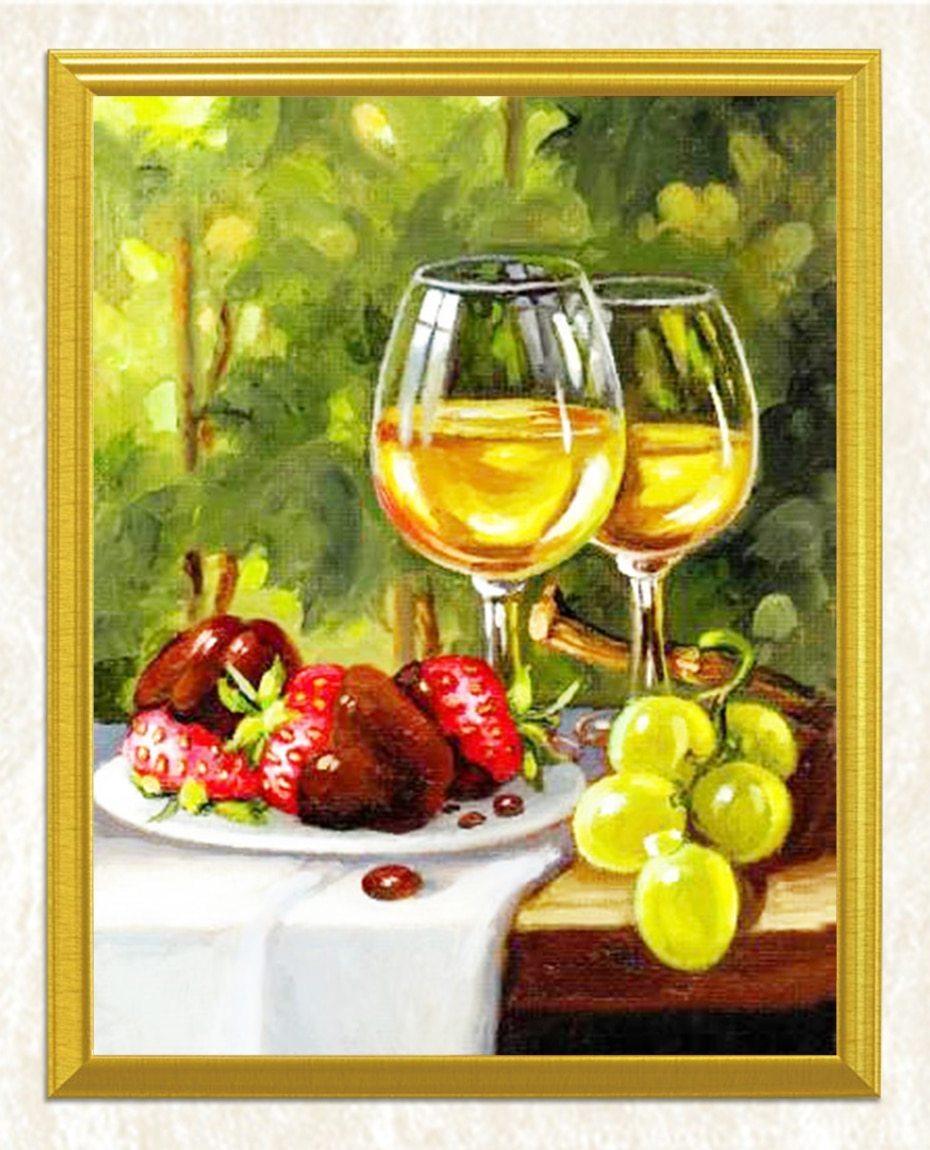Obstteller & Gläser Wein DIY Malerei - Diamond Painting
