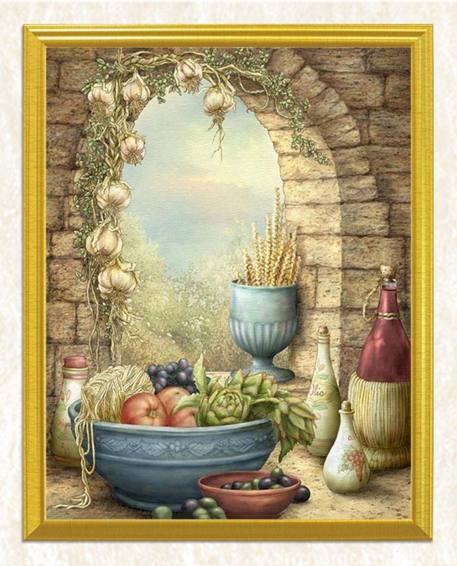 Obst & Blumentöpfe DIY Gemälde - Diamond Painting