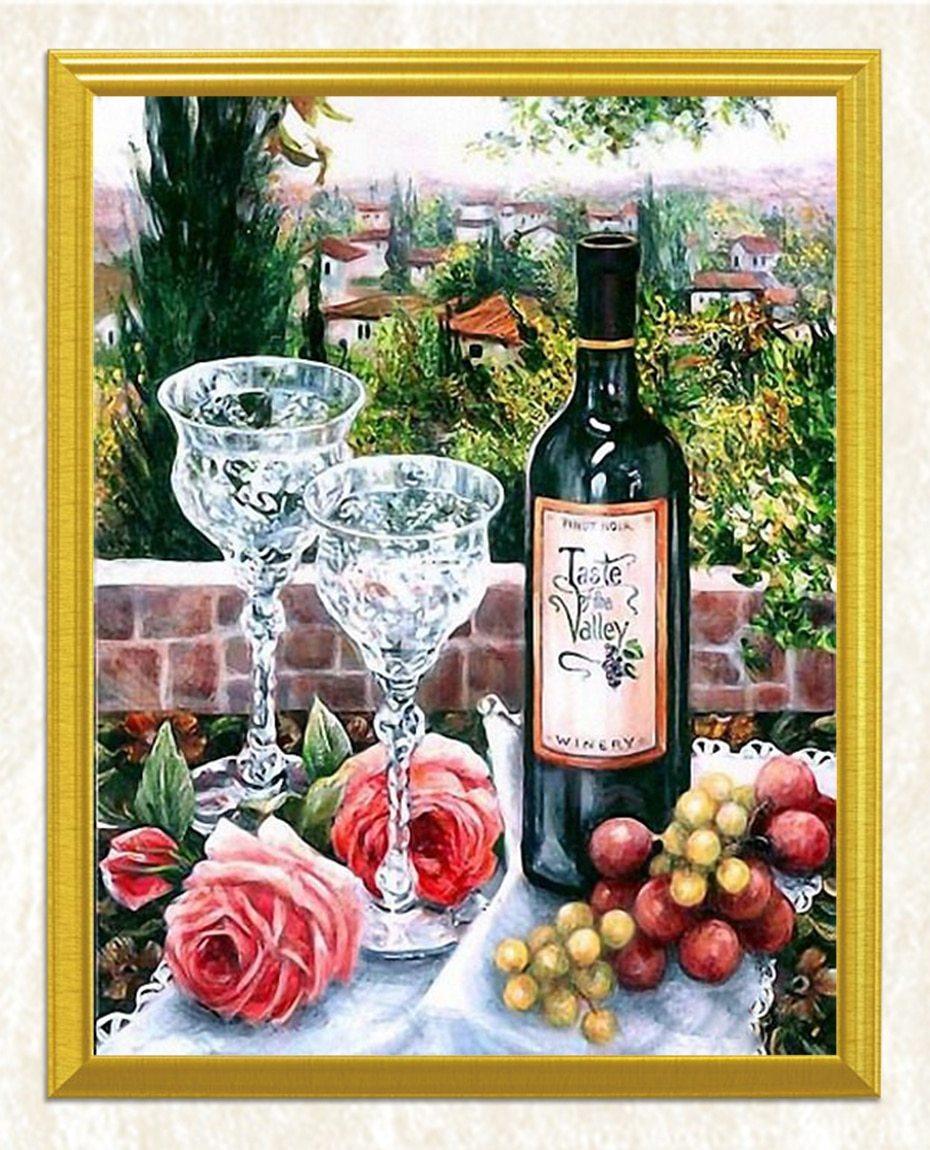 Wein, Obst & Rosen DIY Malerei - Diamond Painting