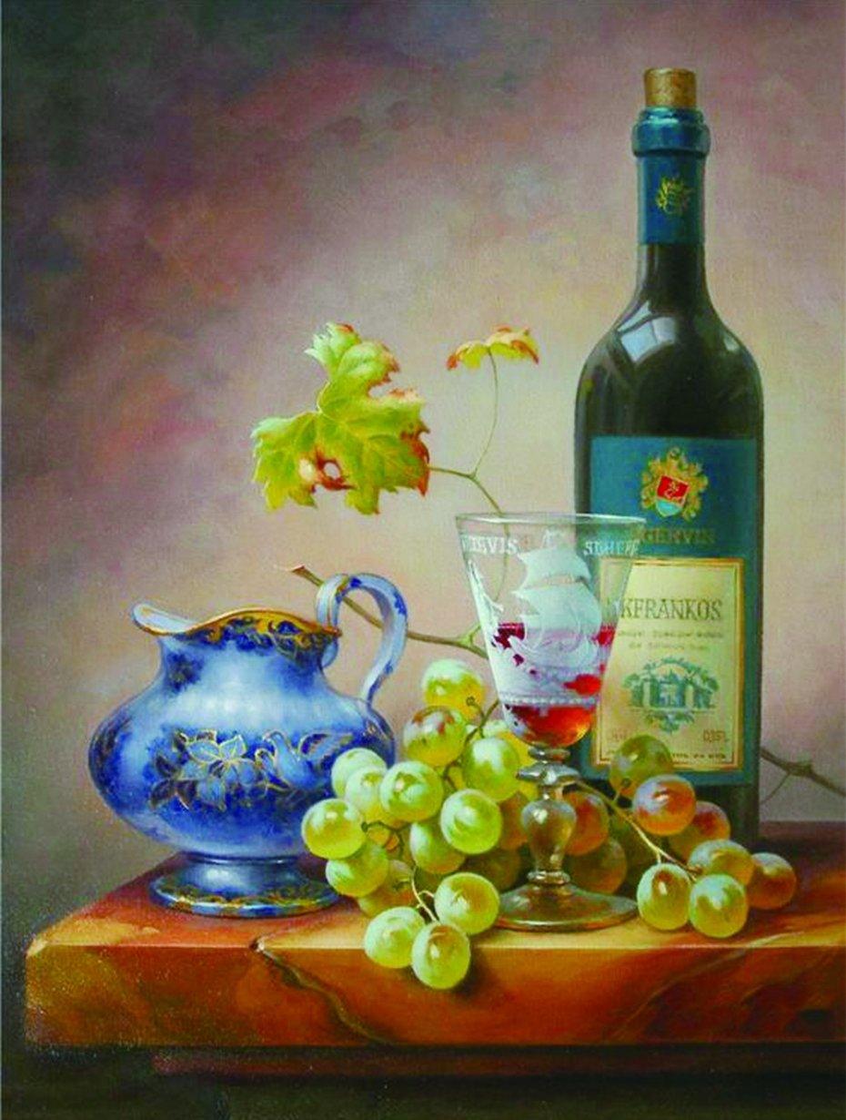 Wein & Trauben Stillleben Diamantmalerei - Diamond Painting