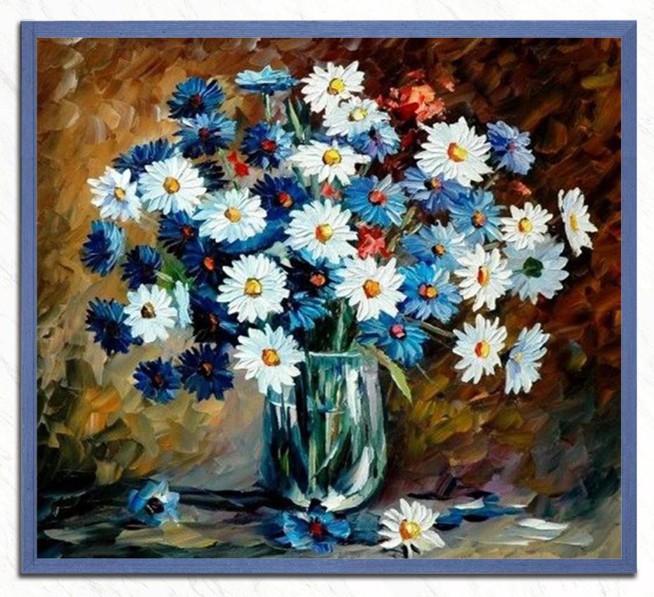 Glasvase & bunte Blumen - Diamond Painting