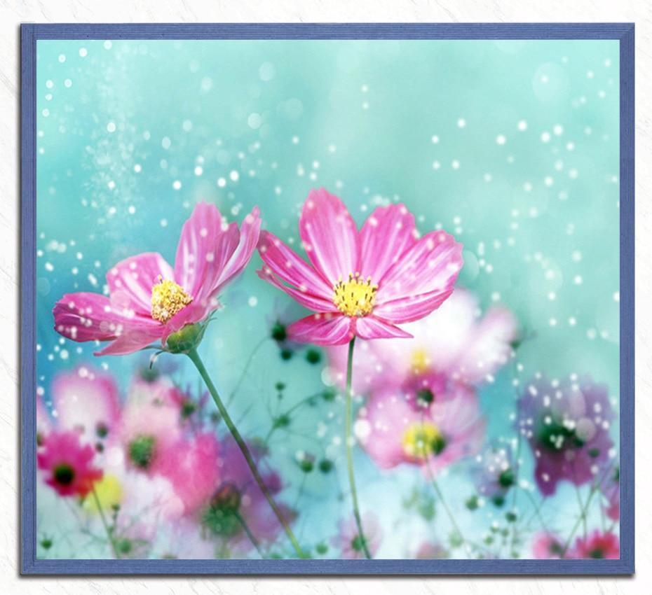 Hübsche rosa Blumen DIY Malerei - Diamond Painting