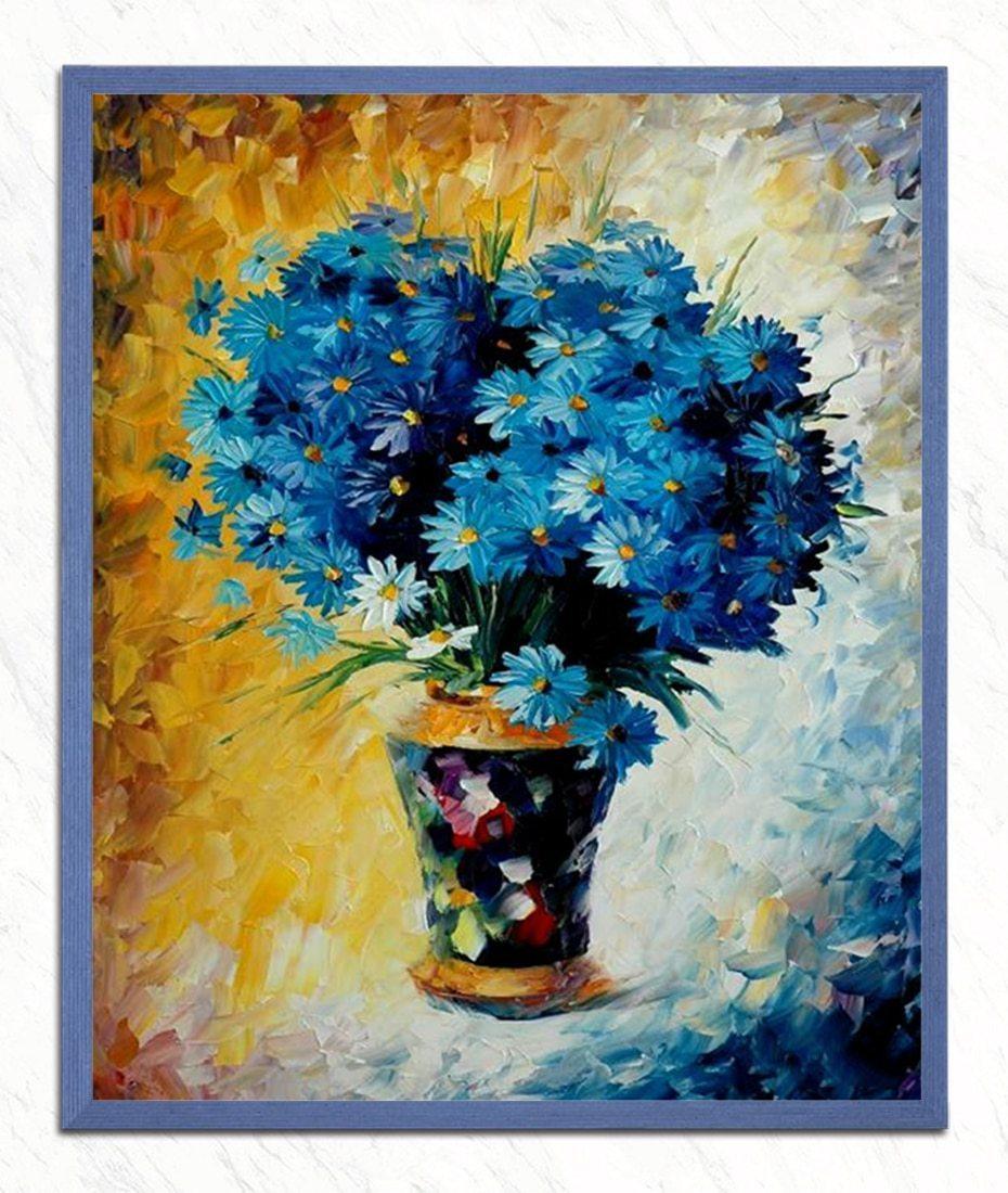Blaue Blumen - DIY Diamond Painting - Diamond Painting