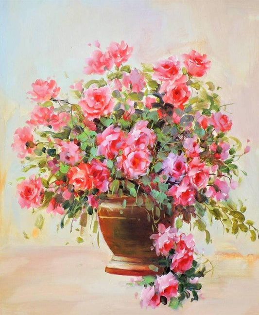 Frischer rosa Blumentopf DIY Painting - Diamond Painting