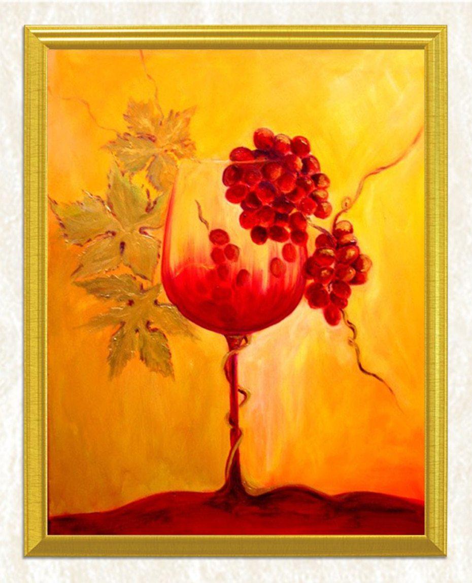 Weinglas & rote Trauben DIY Diamond Painting - Diamond Painting