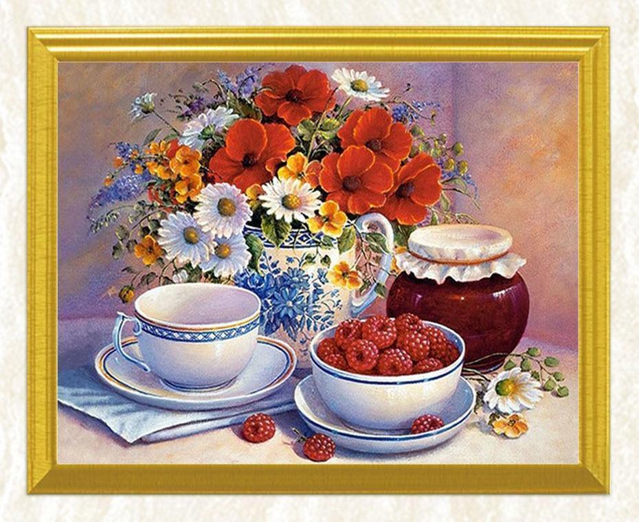 Beeren, Blumen & Tasse Tee - Diamond Painting