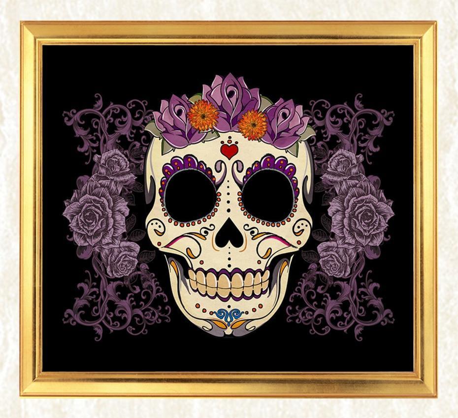 Zuckerschädel & Blumen Diamond Painting - Diamond Painting