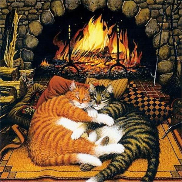 Katzen im Haus DIY Diamond Paintings - Diamond Painting