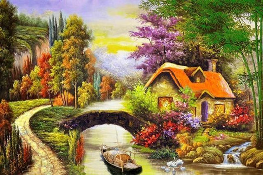 Atemberaubende Landschaften & Häuser DIY Gemälde - Diamond Painting