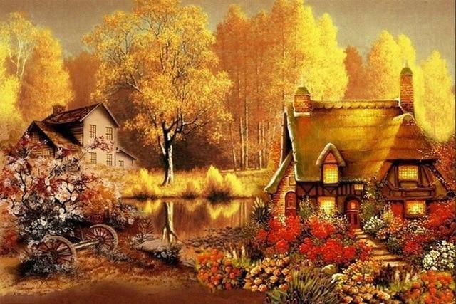 Atemberaubende Landschaften & Häuser DIY Gemälde - Diamond Painting