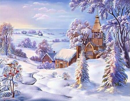Häuser unter Schnee DIY Diamond Paintings - Diamond Painting