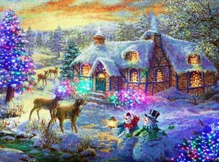 Häuser unter Schnee DIY Diamond Paintings - Diamond Painting