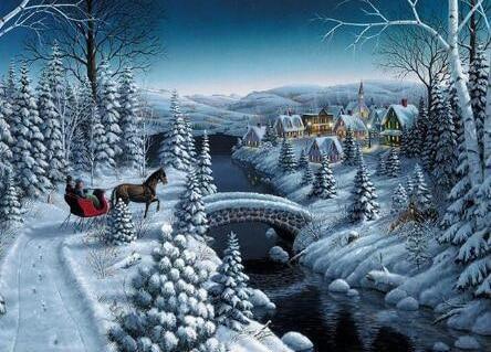 Häuser unter Schnee DIY Diamond Paintings - Diamond Painting