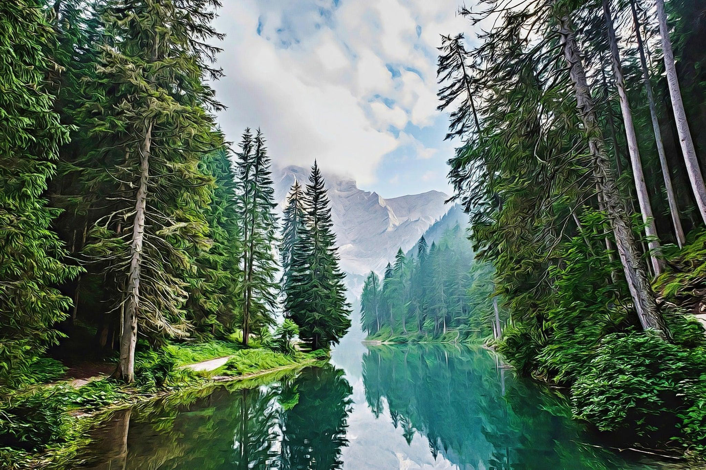 Ruhiger Bergsee - Kunst des Denise Dundon - Diamond Painting