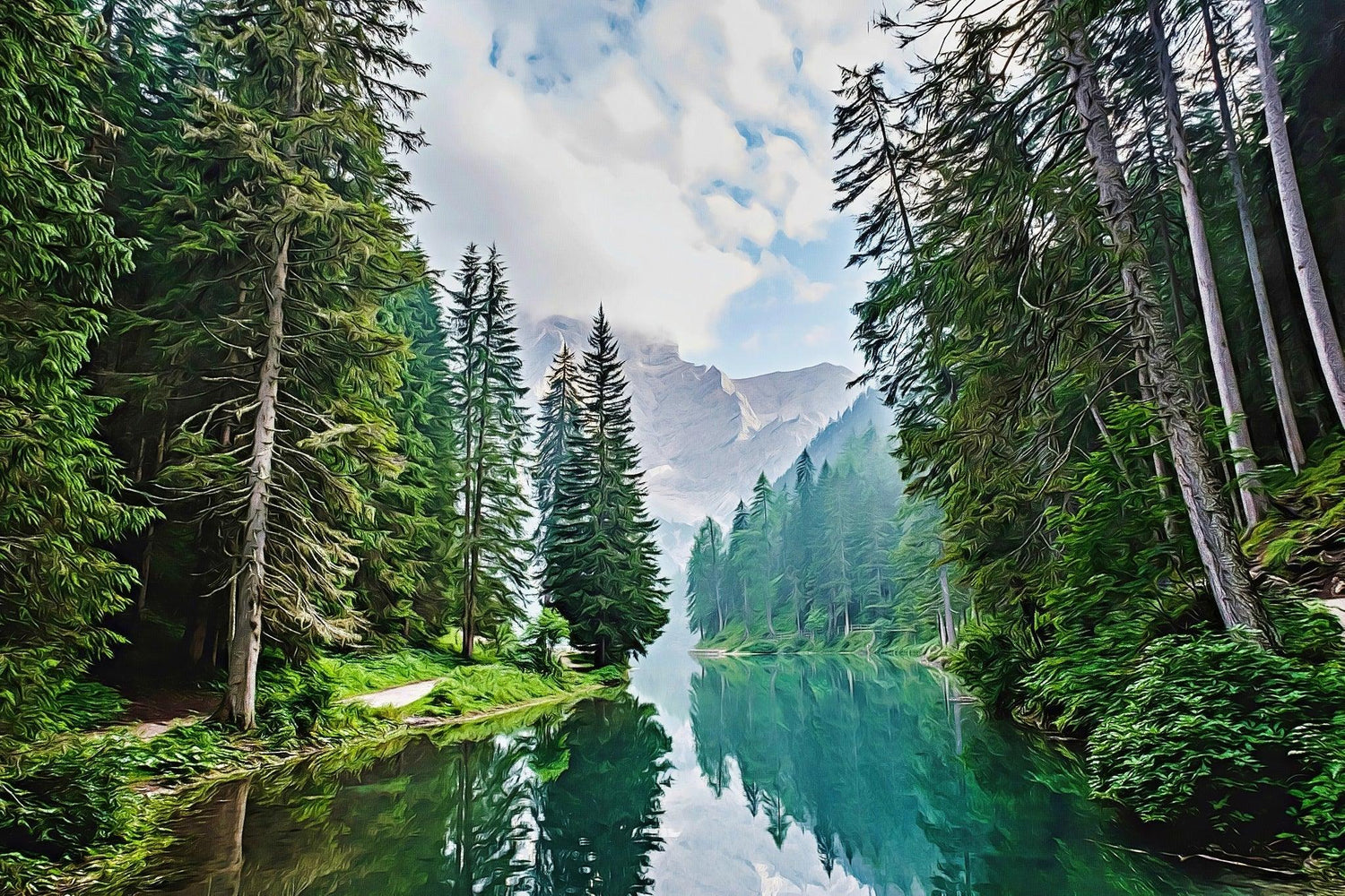 Ruhiger Bergsee - Kunst des Denise Dundon - Diamond Painting