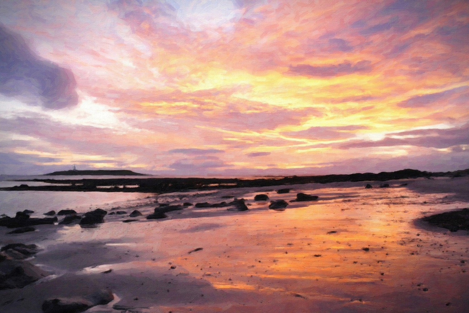 Weicher goldener Sonnenaufgang - Kunst des Denise Dundon - Diamond Painting